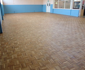 Sanded village hall floor