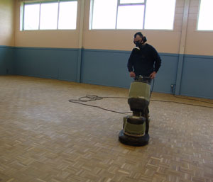 Sanding village hall floor