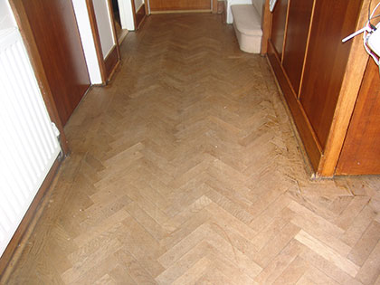 Herring bone floor before sanding