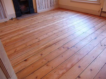 Pine floor after sanding